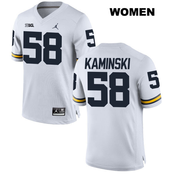 Women's NCAA Michigan Wolverines Alex Kaminski #58 White Jordan Brand Authentic Stitched Football College Jersey LK25A08MA